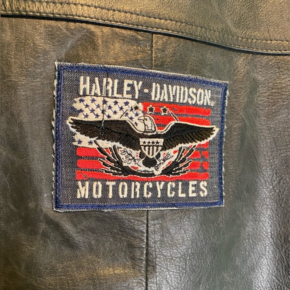 Wilson Leather Vest Men’s Black Large Snap Up Motorcycle Harley Davidson Patch - Picture 11 of 13